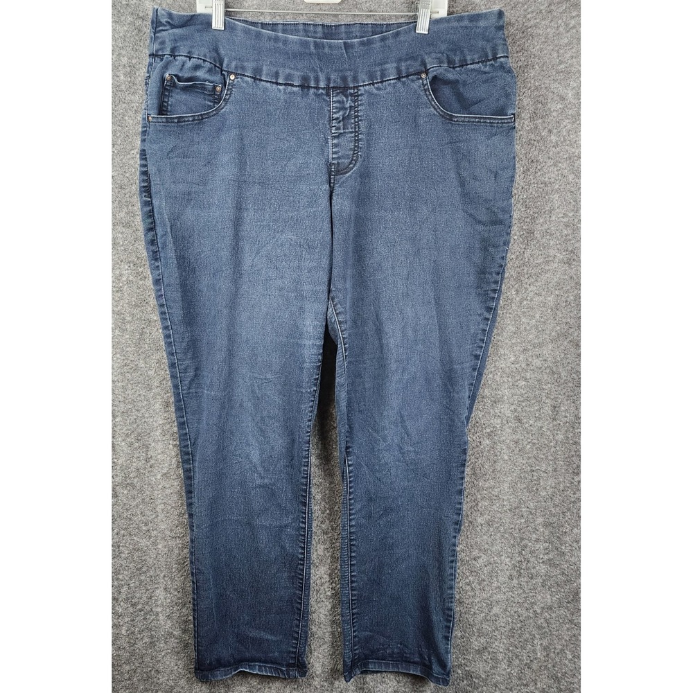 Faded Glory Skinny Jeggings Women 22W Blue Rinse‎ Wash Elastic Waist High Rise